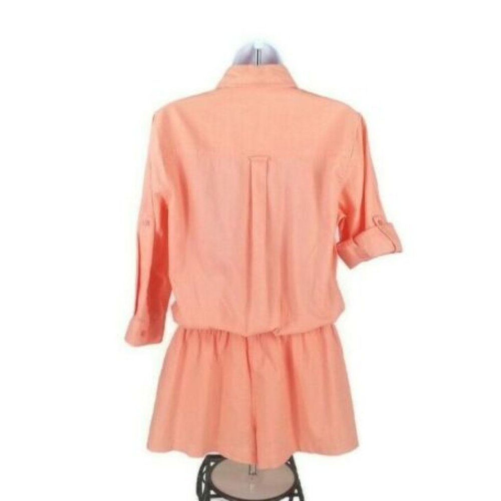 Vintage Victoria’s Secret Orange Flax Blend Romper Womens 8 Button Front - Picture 5 of 13